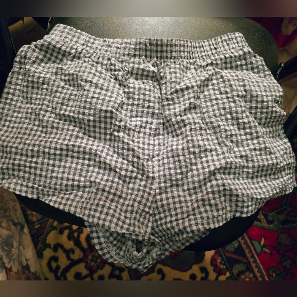 Altar'd State Green Checkered Shorts